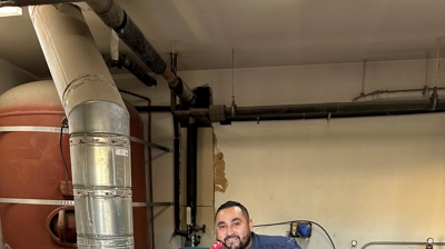 worker with boiler Photo